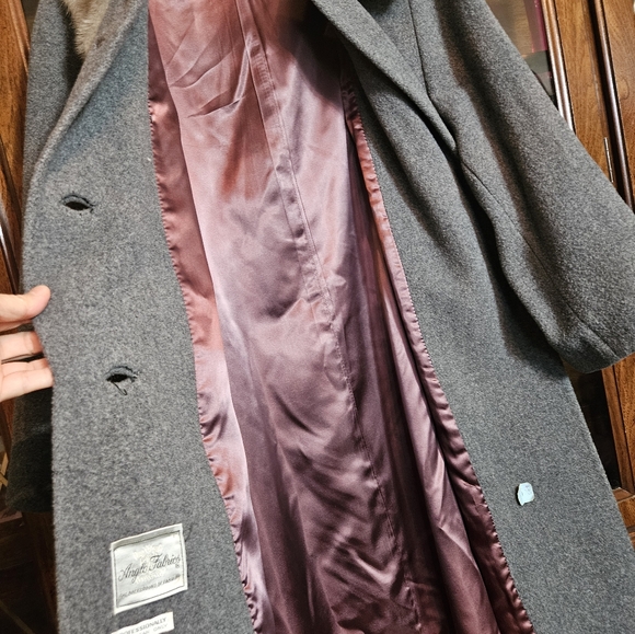 Vintage Anglo Fabrics Womens XL Wool Double Breasted Long Grey Jacket - Picture 4 of 8